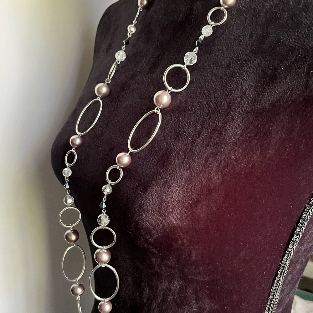 Lia Sophia Silver and Cream Beaded Necklace